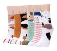 JaosWish Fluffy Socks for Women and Girls, Animal Bed Socks Warm Cosy Thermal Fuzzy Slipper Socks for Winter