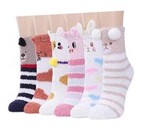 JaosWish Fluffy Socks for Women and Girls, Animal Bed Socks Warm Cosy Thermal Fuzzy Slipper Socks for Winter
