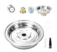JAOUI 304 Stainless Coffee Capsule Adapter, Refillable Pods Coffee Pod Converter for 150ml, Compatible with Vertuo Next, Vertuo Pop, Vertuoline Gca1, Plus, Delonghi Env135, Env150, with Accessories