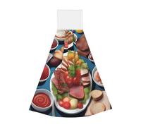 JaoXer a Delicious Feast Coral Velvet Hand Wipes Hanging Towel - Quick Dry Cleaning Cloths for Kitchen, Bathroom, Camping & More