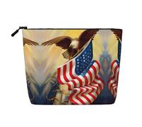 JaoXer American USA Flag Eagle Art Fake Hemp Makeup Bag, Toiletry Organizer - One Pack for Multiple Daily Uses, Business Trip Companion, Black, One Size
