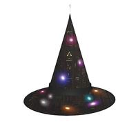 JaoXer Ancient Egyptian Hieroglyph Witch Hat Halloween - Foldable Decorative Party Hat with LED Lights for Party, Masquerade, Carnival & Christmas
