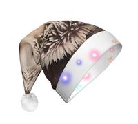 JaoXer Baby Hedgehog LED Christmas Hat for Adults - New Year Party Headwear, Holiday Warm Plush Santa Comfort Cap, Merry Beanie