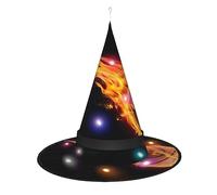 JaoXer Basketball On Fire Witch Hat Halloween - Foldable Decorative Party Hat with LED Lights for Party, Masquerade, Carnival & Christmas