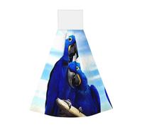 JaoXer Blue Parrot Hugging Coral Velvet Hand Wipes Hanging Towel - Quick Dry Cleaning Cloths for Kitchen, Bathroom, Camping & More