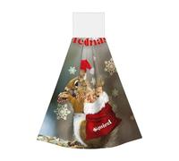 JaoXer Christmas Squirrel Coral Velvet Hand Wipes Hanging Towel - Quick Dry Cleaning Cloths for Kitchen, Bathroom, Camping & More
