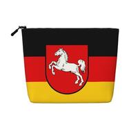 JaoXer Cute colored mushrooms Print Fake Hemp Makeup Bag - Travel Toiletry Organizer, Reusable Cosmetic Pouch, One Pack for Multiple Uses, Flag of Lower Saxony, One Size