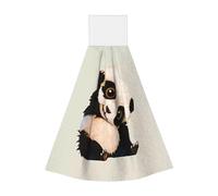 JaoXer Cute Little Panda Coral Velvet Hand Wipes Hanging Towel - Quick Dry Cleaning Cloths for Kitchen, Bathroom, Camping & More