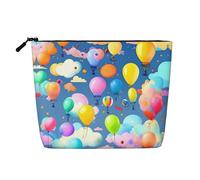 JaoXer Cute little swan Print Fake Hemp Makeup Bag - Travel Toiletry Organizer, Reusable Cosmetic Pouch, One Pack for Multiple Uses, Colorful Balloons, One Size