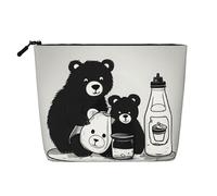 JaoXer Cute little swan Print Fake Hemp Makeup Bag - Travel Toiletry Organizer, Reusable Cosmetic Pouch, One Pack for Multiple Uses, Cute Milk Bottle Bear, One Size