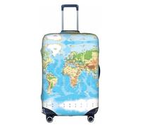 JaoXer Fashionable Suitcase Cover Protector - Print Luggage Travel Accessory with Elastic and Invisible Zipper, White, Medium