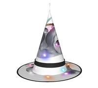 JaoXer Funny Koalas Witch Hat Halloween - Foldable Decorative Party Hat with LED Lights for Party, Masquerade, Carnival & Christmas