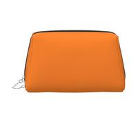 JaoXer Gold Leather Makeup Bag - Beauty Burnt Orange Print Travel Cosmetic Bags with Zipper, Portable Toiletry Organizer for Daily Use, Silver, One Size