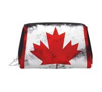 JaoXer Gold Leather Makeup Bag - Canadian flag Print Travel Cosmetic Bags with Zipper, Portable Toiletry Organizer for Daily Use, Silver, One Size