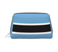 JaoXer Gold Leather Makeup Bag - Flag of Botswana Print Travel Cosmetic Bags with Zipper, Portable Toiletry Organizer for Daily Use, Silver, One Size