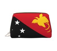 JaoXer Gold Leather Makeup Bag - Flag of Papua New Guinea Print Travel Cosmetic Bags with Zipper, Portable Toiletry Organizer for Daily Use, Gold, One Size