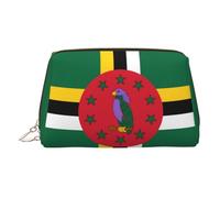 JaoXer Gold Leather Makeup Bag - Flag of the Commonwealth of Dominica Print Travel Cosmetic Bags with Zipper, Portable Toiletry Organizer for Daily Use, Gold, One Size