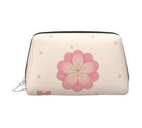 JaoXer Gold Leather Makeup Bag - Little pink cherry blossoms Print Travel Cosmetic Bags with Zipper, Portable Toiletry Organizer for Daily Use, Silver, One Size