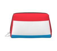 JaoXer Gold Leather Makeup Bag - Luxembourg flag Print Travel Cosmetic Bags with Zipper, Portable Toiletry Organizer for Daily Use, Silver, One Size