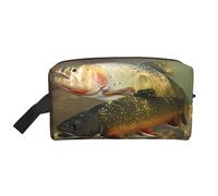 JaoXer Large Travel Cosmetic Bag â€“ Reusable Brook Trout Fly Fishing Print Dopp Kit for Toiletries, Portable Organizer for Men and Women, White, One Size