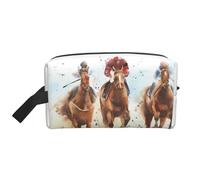 JaoXer Large Travel Cosmetic Bag â€“ Reusable Horse Race Riding Sport Print Dopp Kit for Toiletries, Portable Organizer for Men and Women, White, One Size