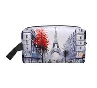 JaoXer Large Travel Cosmetic Bag – Reusable Paris City Tree Eiffel Tower Art Print Dopp Kit for Toiletries, Portable Organizer for Men and Women, White, One Size