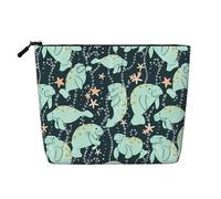 JaoXer Manatee Animals Calf Fake Hemp Makeup Bag, Toiletry Organizer – One Pack for Multiple Daily Uses, Business Trip Companion, Black, One Size