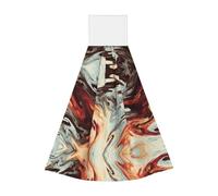 JaoXer Marble Mixed Brown Coral Velvet Hand Wipes Hanging Towel - Quick Dry Cleaning Cloths for Kitchen, Bathroom, Camping & More