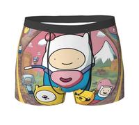 JaoXer Men's Boxer Briefs – Breathable Stretch Underwear with Adventure Time Full Print, Lightweight for Everyday Wear, Black, M