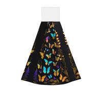 JaoXer Modern Hand Drawn Butterfly Coral Velvet Hand Wipes Hanging Towel - Quick Dry Cleaning Cloths for Kitchen, Bathroom, Camping & More
