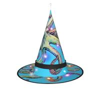 JaoXer Octopus Design Witch Hat Halloween - Foldable Decorative Party Hat with LED Lights for Party, Masquerade, Carnival & Christmas