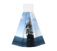 JaoXer Old Sailing Ship Coral Velvet Hand Wipes Hanging Towel - Quick Dry Cleaning Cloths for Kitchen, Bathroom, Camping & More