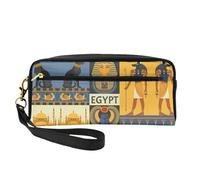 JaoXer Reusable Cosmetic Makeup Bag â€“ Travel Toiletry Organizer, Full Design Ancient Egypt Tribe Series Print Leather Pouch for Women, Black, One Size