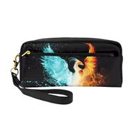JaoXer Reusable Cosmetic Makeup Bag – Travel Toiletry Organizer, Full Design Beautiful phoenix Print Leather Pouch for Women, Black, One Size