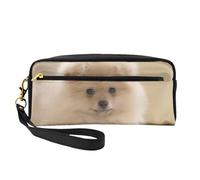 JaoXer Reusable Cosmetic Makeup Bag – Travel Toiletry Organizer, Full Design Cute Pomeranian dog Print Leather Pouch for Women, Black, One Size