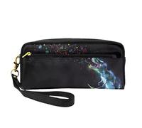 JaoXer Reusable Cosmetic Makeup Bag â€“ Travel Toiletry Organizer, Full Design Dinosaur Print Leather Pouch for Women, Black, One Size