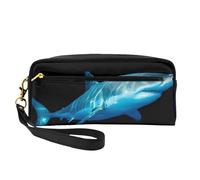 JaoXer Reusable Cosmetic Makeup Bag â€“ Travel Toiletry Organizer, Full Design great white shark Print Leather Pouch for Women, Black, One Size