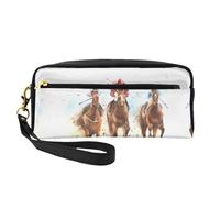 JaoXer Reusable Cosmetic Makeup Bag â€“ Travel Toiletry Organizer, Full Design Horse Race Riding Sport Print Leather Pouch for Women, Black, One Size