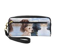 JaoXer Reusable Cosmetic Makeup Bag â€“ Travel Toiletry Organizer, Full Design Labrador Retrievers Print Leather Pouch for Women, Black, One Size