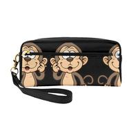 JaoXer Reusable Cosmetic Makeup Bag â€“ Travel Toiletry Organizer, Full Design Monkey Print Leather Pouch for Women, Black, One Size