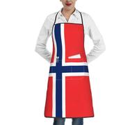 JaoXer Stylish German Shepherd Print Apron for Women and Men - Soft Unisex Chef Apron with Adjustable Pockets, Norwegian Flag, One Size