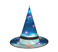 JaoXer Underwater Ocean View Witch Hat Halloween - Foldable Decorative Party Hat with LED Lights for Party, Masquerade, Carnival & Christmas