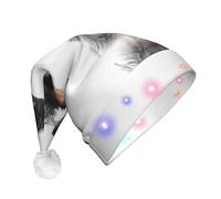 JaoXer Well-behaved schnauzer LED Christmas Hat for Adults - New Year Party Headwear, Holiday Warm Plush Santa Comfort Cap, Merry Beanie