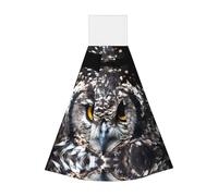 JaoXer Yellow Eyed owl Coral Velvet Hand Wipes Hanging Towel - Quick Dry Cleaning Cloths for Kitchen, Bathroom, Camping & More