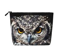 JaoXer Yellow eyed owl Fake Hemp Makeup Bag, Toiletry Organizer - One Pack for Multiple Daily Uses, Business Trip Companion, Black, One Size