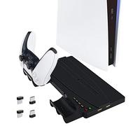 JAOYSTII Vertical Stand for PS5 Console, Charging Station Dock for PS5 Digital Edition/Ultra HD Console with Dual Controller Charger Ports