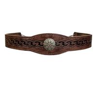 JAOYU Medieval Viking Men's Headband Halloween Warrior Cosplay Headwear Faux Leather Headband LARP Renaissance Accessories Brown, Brown, Large