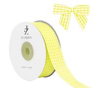 JaoZuyard Yellow Gingham Ribbon 1 inch X 25 Yards Plaid Ribbon 100% Polyester Woven Edge Flower Fabric for Wedding Invitations Bridal Bouquets Party Decoration Gift Wrapping Bow Making Ribbons