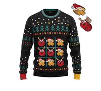 JAP Christmas - Christmas Jumper - Funny Christmas Sweater for Men and Women - Tic Tac Toe - 2XL Black