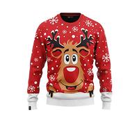 JAP Christmas - Christmas Jumper - Funny Christmas Sweater for Men, Women and Children - Rudolph The Reindeer - Red - 5XL